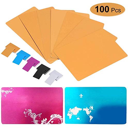 100 pcs Blank sublimation metal name card Thick Laser Metal Name Card printing blank business card use sublimation ink and paper (Silver )