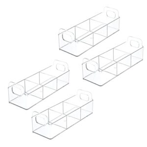 mDesign Plastic Condiment Organizer and Tea Bag Holder - 9" Long Kitchen Pantry/Countertop Storage Caddy - Divided Chip, Snack, Granola, Oatmeal Packet Holder - Lumiere Collection - 4 Pack - Clear