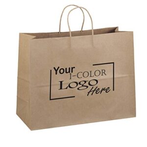 flexicore packaging 16"x6"x12" - 100 pcs - brown kraft paper bags, shopping, merchandise, party, gift bags, (custom printed)
