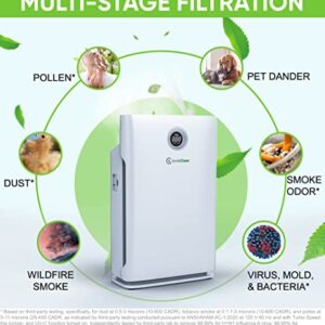 InvisiClean Claro Air Purifier for Home Allergies & Pets - 1651 Sq Ft - 4 in 1 H13 True HEPA Filter Portable for Large Room & Bedroom