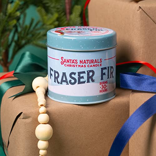 Santa's Naturals Fraser Fir Christmas Candle | Fresh Cut Christmas Tree Fragrance | Sustainably Sourced Soy and Beeswax | 30 Hour Burn Time | 9oz