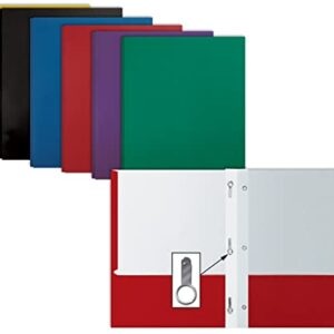 Letter Size Paper Portfolios by Better Office Products, Case of 100, Assorted Primary Colors, with Fasteners (Assorted, 2 Pocket Paper Folders with Fasteners)