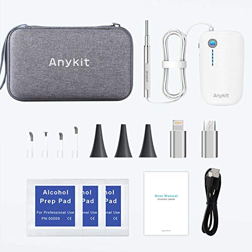 Anykit USB Otoscope Camera for iPhone & Android, 720P HD Visual Ear Camera with Lights, Ear Scope with Ear Wax Removal Tool & Storage Case, Ear Endoscope for Kids, Adults & Pets