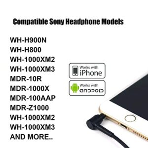 Tobysome Replacement WH-1000XM5 WH-1000xm3 Headphones Audio Cable Aux Cord Compatible with Sony MDR-10R / MDR-100ABN / MDR-1A / MDR-XB950B1 / MDR-1000X / MDR-1ADAC/WH-1000XM4 Headphones - Black