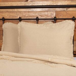 vhc brands burlap natural solid color cotton farmhouse bedding distressed appearance standard sham, vintage white tan