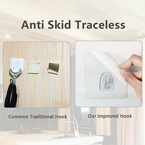 EINFAGOOD Large Traceless Adhesive Hook, Strong Wall Hook, Sticky Hook Suitable for Kitchen, Bathroom, Bedroom, Office (Transparent 10 Pcs)
