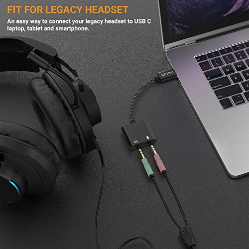 Cubilux USB C to TRS Microphone Adapter with Headphone Jack, Type C to 3.5mm MIC Audio Splitter Compatible with Samsung S21/S20 Note 20/10 Tab S7/S6, MacBook New USB C iPad 10/iPad Pro/Air 5 4/Mini 6