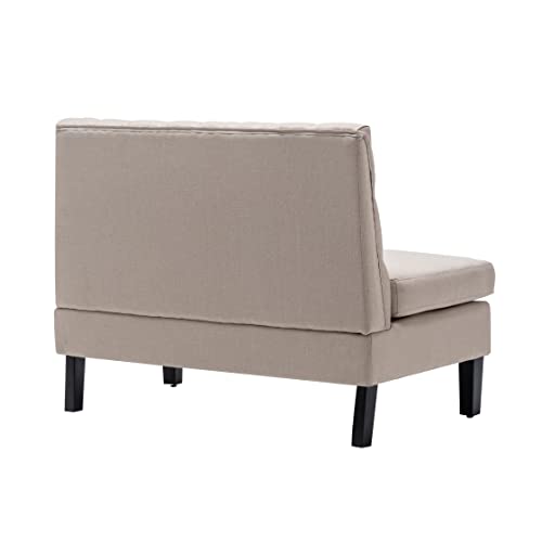 Yongqiang Modern Upholstered Settee Bench for Dining Room Living Room Entryway High Back Loveseat Sofa Couch Banquette Khaki