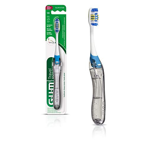 GUM Folding Travel Toothbrush with Antibacterial Soft Bristles (Pack of 6)