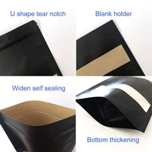 Innorange Kraft Paper Resealable Bags Black Stand up Zipper Pouch Bags ,Pack of 50