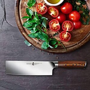 TUO Nakiri Knife - Vegetable Cleaver Kitchen Knives - Japanese Chef Knife German X50CrMoV15 Stainless Steel - Pakkawood Handle - 6.5" - Fiery Series