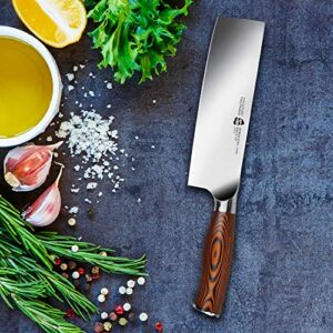 TUO Nakiri Knife - Vegetable Cleaver Kitchen Knives - Japanese Chef Knife German X50CrMoV15 Stainless Steel - Pakkawood Handle - 6.5" - Fiery Series