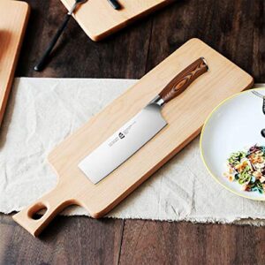 TUO Nakiri Knife - Vegetable Cleaver Kitchen Knives - Japanese Chef Knife German X50CrMoV15 Stainless Steel - Pakkawood Handle - 6.5" - Fiery Series