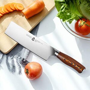 TUO Nakiri Knife - Vegetable Cleaver Kitchen Knives - Japanese Chef Knife German X50CrMoV15 Stainless Steel - Pakkawood Handle - 6.5" - Fiery Series