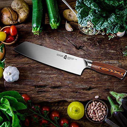 TUO Kiritsuke Knife - Chinese Chef’s Knife - High Carbon German Stainless Steel Asian Kitchen Knife- Ergonomic Pakkawood Handle Cutlery - 8.5 inch - Fiery Phoenix Series