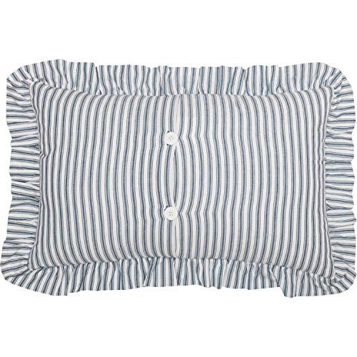 VHC Brands Sawyer Mill Ticking Striped Cotton Farmhouse Pillow 22x14 Filled Bedding Accessory, 14x22, Blue Denim