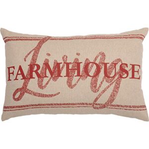 vhc brands sawyer mill red farmhouse living pillow bedding accessory, 14x22