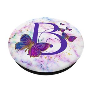 Purple Butterfly Custom Personalized Letter B Monogram PopSockets Swappable PopGrip