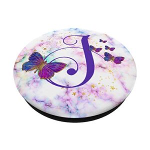 Purple Butterfly Custom Personalized Letter J Monogram PopSockets Swappable PopGrip