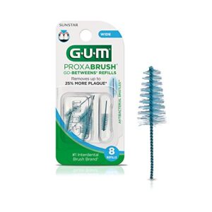 gum proxabrush go-betweens interdental brush refills, wide, 8 count (pack of 6)