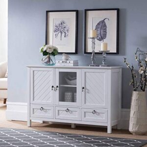 kings brand furniture evans sideboard buffet console table storage cabinets, white