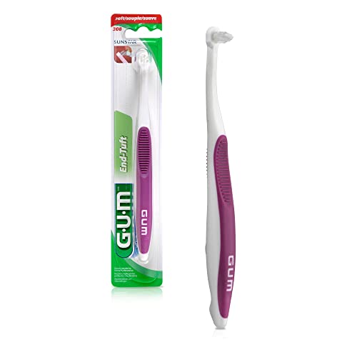 GUM - 10070942003084 End-Tuft Toothbrush for Hard-to-Reach Areas, Soft Bristles (Pack of 6)