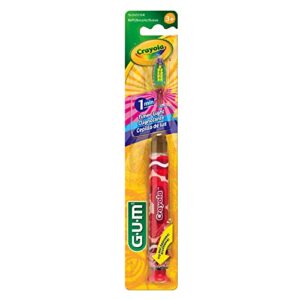 GUM - 10070942124895 Crayola Kids' Timer Light Toothbrush, Ultra Soft, Ages 3+, Assorted Colors, Pack of 6