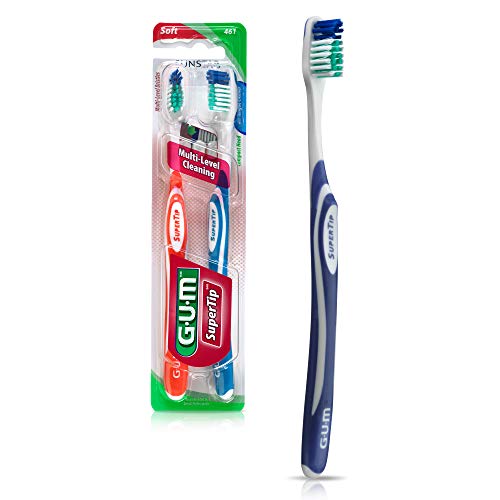 GUM - 10070942404614 Super Tip Toothbrush, Compact Soft Bristles, Twin Pack (Pack of 6)