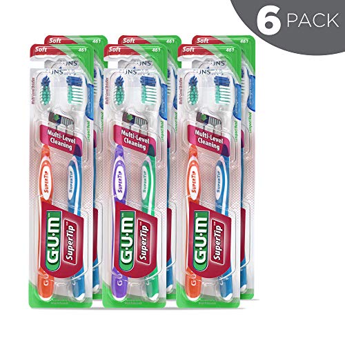 GUM - 10070942404614 Super Tip Toothbrush, Compact Soft Bristles, Twin Pack (Pack of 6)