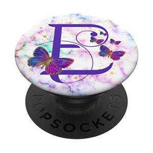 purple butterfly custom personalized letter e monogram popsockets swappable popgrip