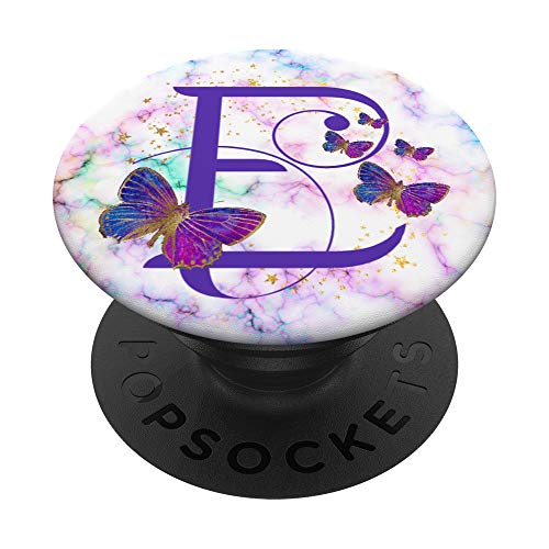 Purple Butterfly Custom Personalized Letter E Monogram PopSockets Swappable PopGrip