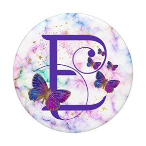 Purple Butterfly Custom Personalized Letter E Monogram PopSockets Swappable PopGrip