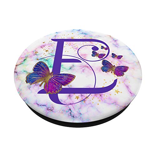 Purple Butterfly Custom Personalized Letter E Monogram PopSockets Swappable PopGrip