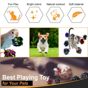 SunGrow 24 Pcs Ferret Mylar Crinkle Balls Toys, 2" Soft Play and Chase Indoor Toys for Exercise to Keep Fit, Lightweight, Multicolor Shiny Foil Toy Balls with Crinkly Sound for Indoor Pet Cat, Kitten