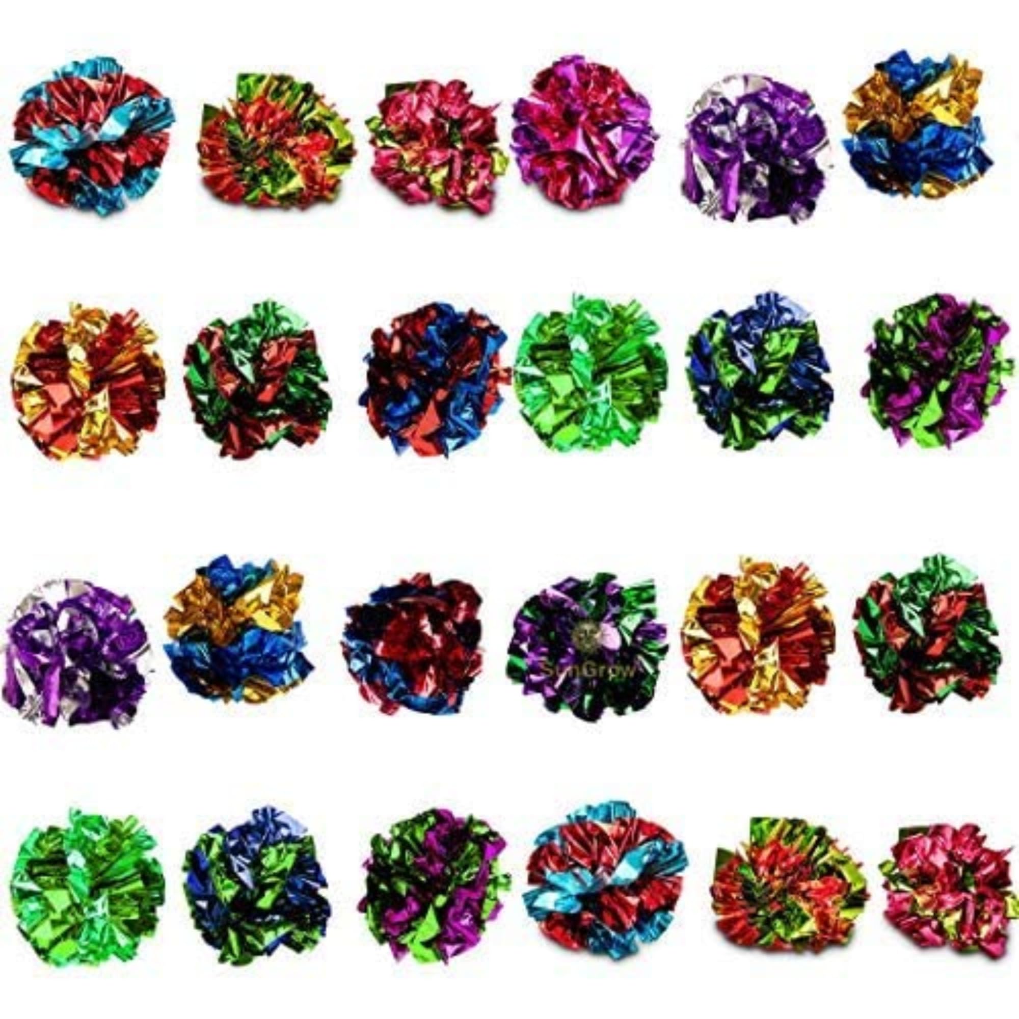 SunGrow 24 Pcs Ferret Mylar Crinkle Balls Toys, 2" Soft Play and Chase Indoor Toys for Exercise to Keep Fit, Lightweight, Multicolor Shiny Foil Toy Balls with Crinkly Sound for Indoor Pet Cat, Kitten