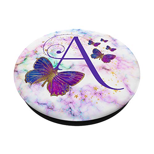 Purple Butterfly Custom Personalized Letter A Monogram PopSockets Swappable PopGrip