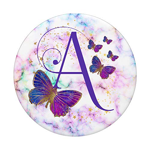 Purple Butterfly Custom Personalized Letter A Monogram PopSockets Swappable PopGrip