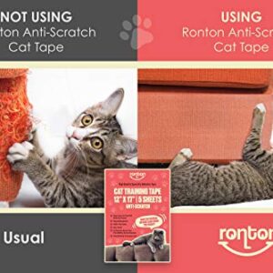 Ronton Cat Scratch Deterrent Tape - Anti Scratch Tape for Cats | 100% Transparent Clear Double Sided Training Tape | Pet & Kid Safe | Furniture, Couch, Door Protector (5 Sheet)