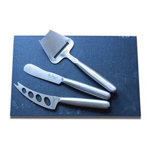 jean-patrique tuscany slate cheese board and cheese knife set - hand-crafted slate board and 3 traditional cheese knives - perfect for charcuterie & entertaining