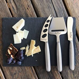 Jean-Patrique Tuscany Slate Cheese Board and Cheese Knife Set - Hand-Crafted Slate Board and 3 Traditional Cheese Knives - Perfect for Charcuterie & Entertaining