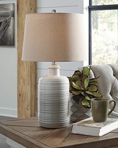 Signature Design by Ashley Marnina 25.5" Neutral Ceramic Table Lamp Set, 2 Count, Taupe