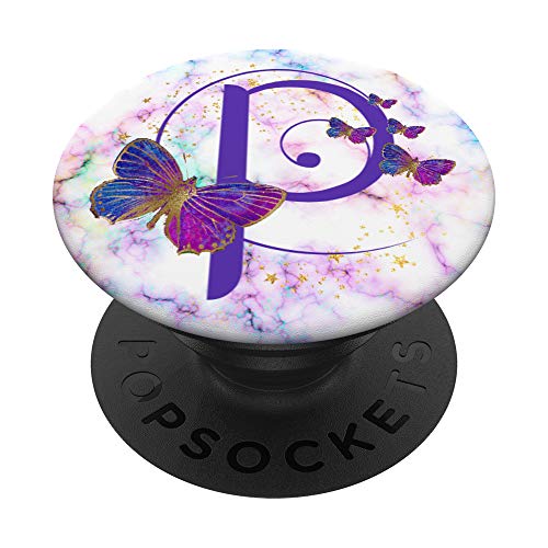 Purple Butterfly Custom Personalized Letter P Monogram PopSockets Swappable PopGrip