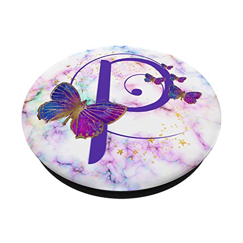 Purple Butterfly Custom Personalized Letter P Monogram PopSockets Swappable PopGrip