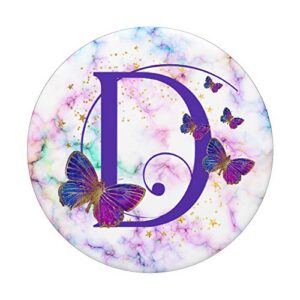 Purple Butterfly Custom Personalized Letter D Monogram PopSockets Swappable PopGrip