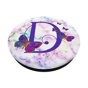 Purple Butterfly Custom Personalized Letter D Monogram PopSockets Swappable PopGrip