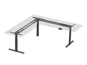monoprice triple motor height adjustable sit-stand corner desk frame - black | 3 leg corner, l shaped table base, programmable memory settings - workstream collection