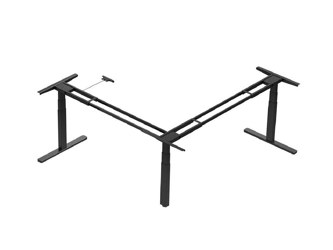 Monoprice Triple Motor Height Adjustable Sit-Stand Corner Desk Frame - Black | 3 Leg Corner, L Shaped Table Base, Programmable Memory Settings - Workstream Collection