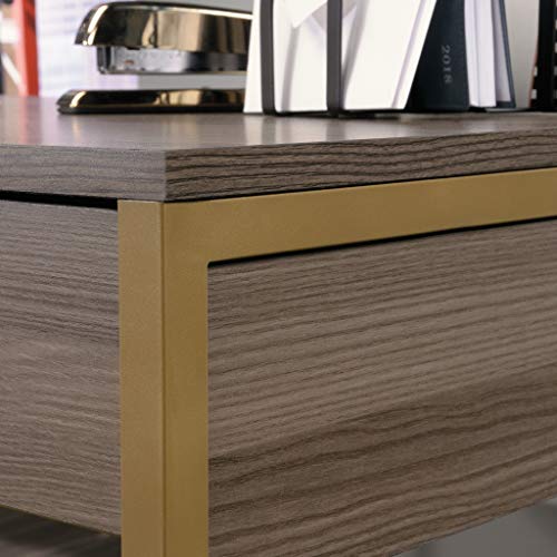 Sauder International Lux L-Shaped Desk, L: 65.98" x W: 60.0" x H: 29.72", Diamond Ash Finish