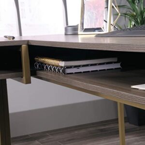 Sauder International Lux L-Shaped Desk, L: 65.98" x W: 60.0" x H: 29.72", Diamond Ash Finish