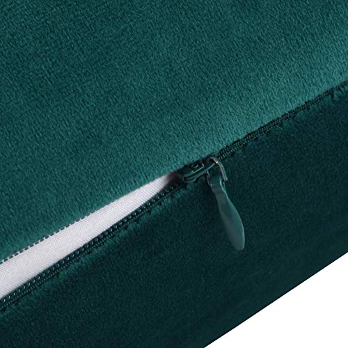 Mixhug Set of 2 Cozy Velvet Rectangle Decorative Throw Pillow Covers for Couch and Bed, Teal, 12 x 20 Inches